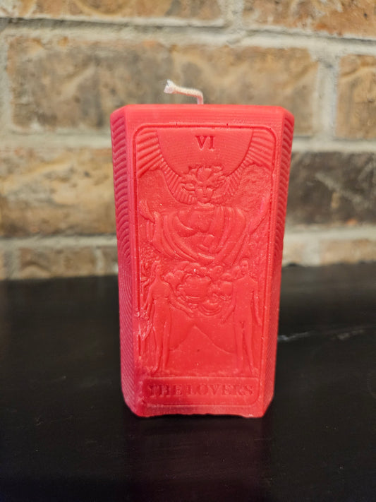 Tarot card pillar candle