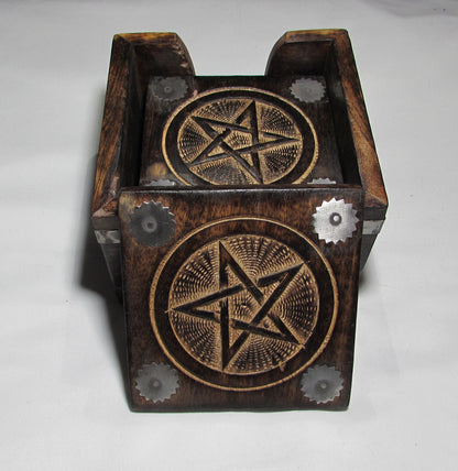 Wood Pentagram Coasters (Set of 6)