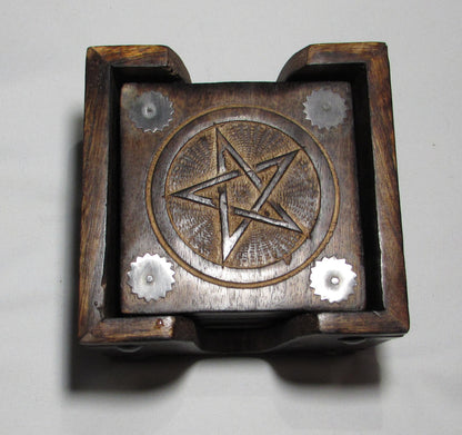 Wood Pentagram Coasters (Set of 6)